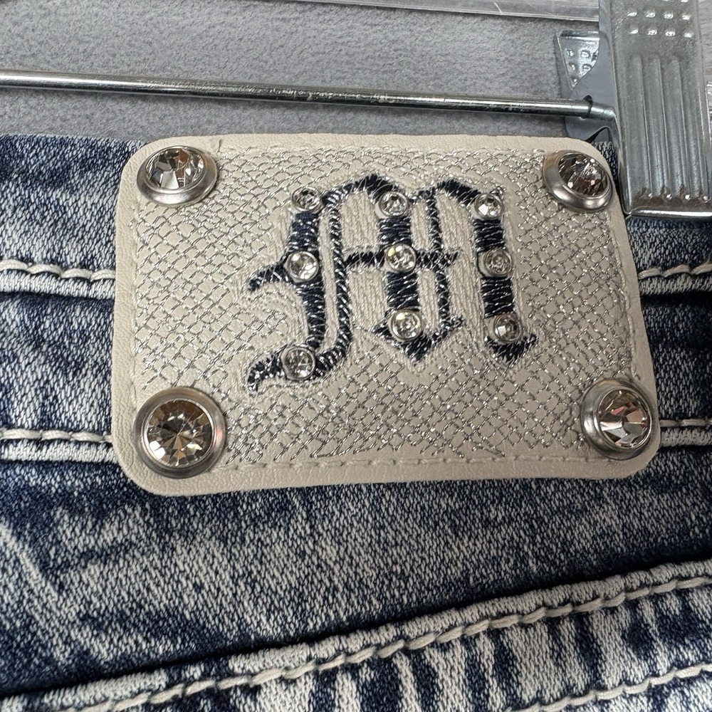 Miss Me Size 23 Low Rise Tailored Bootcut Jeans Embellished Bling Y2K - Picture 8 of 14